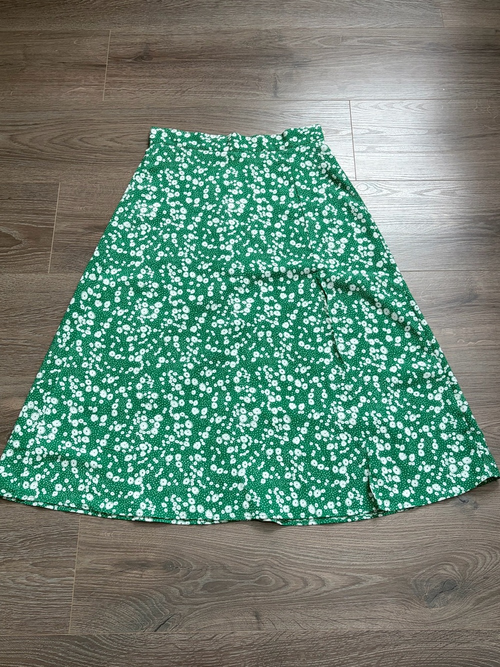 Green Floral A-Line Midi Skirt - Size Small